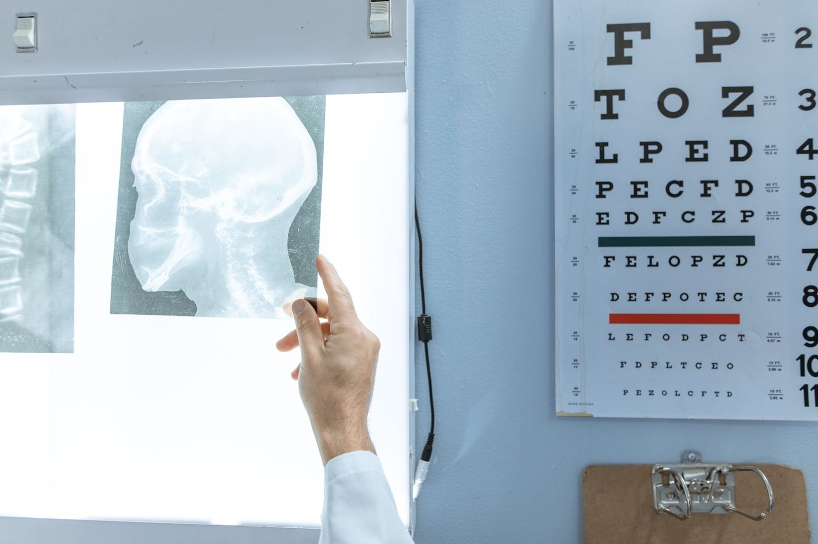 Snellen eye chart in a clinic