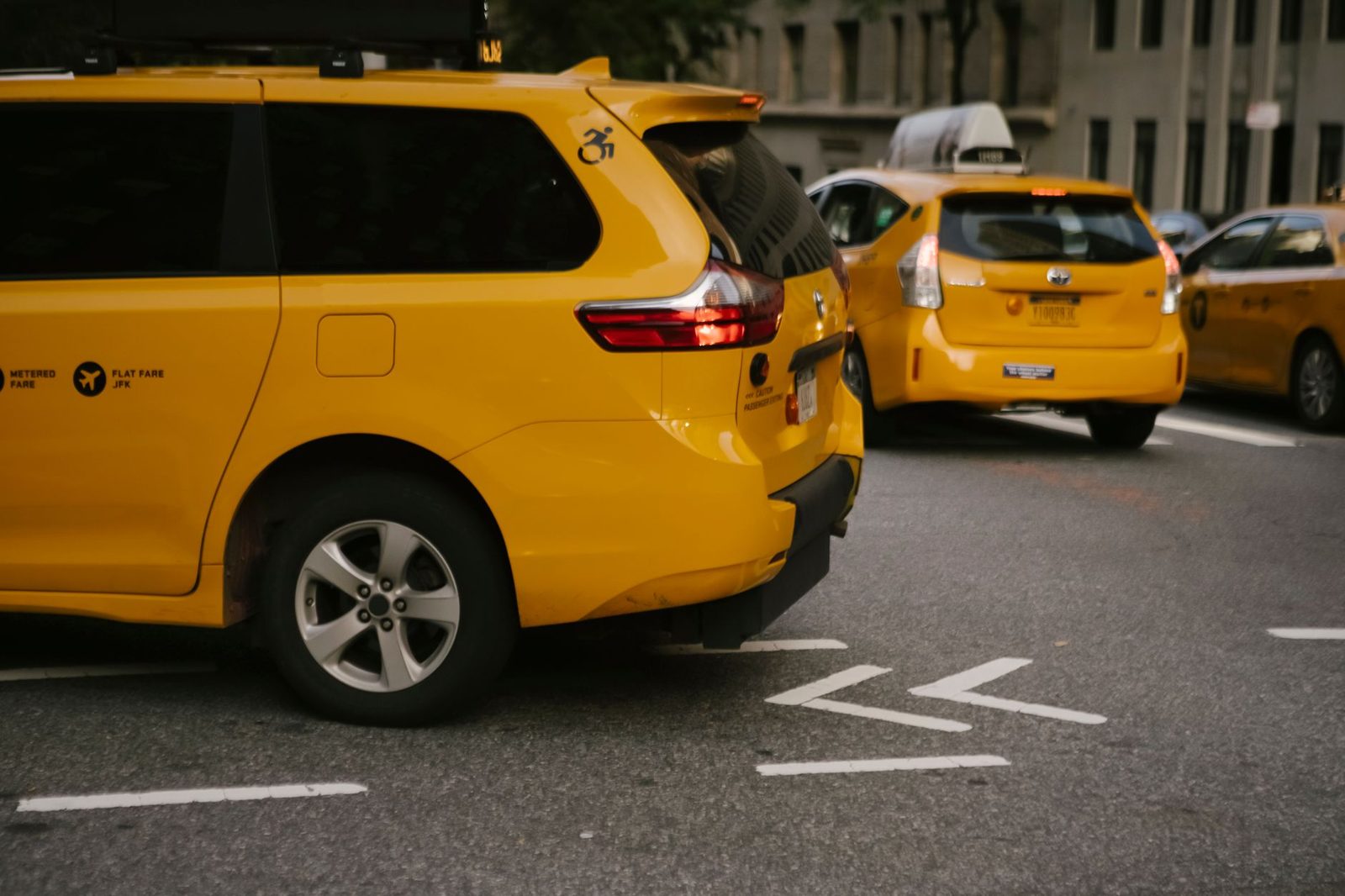 Yellow taxis on a New York street